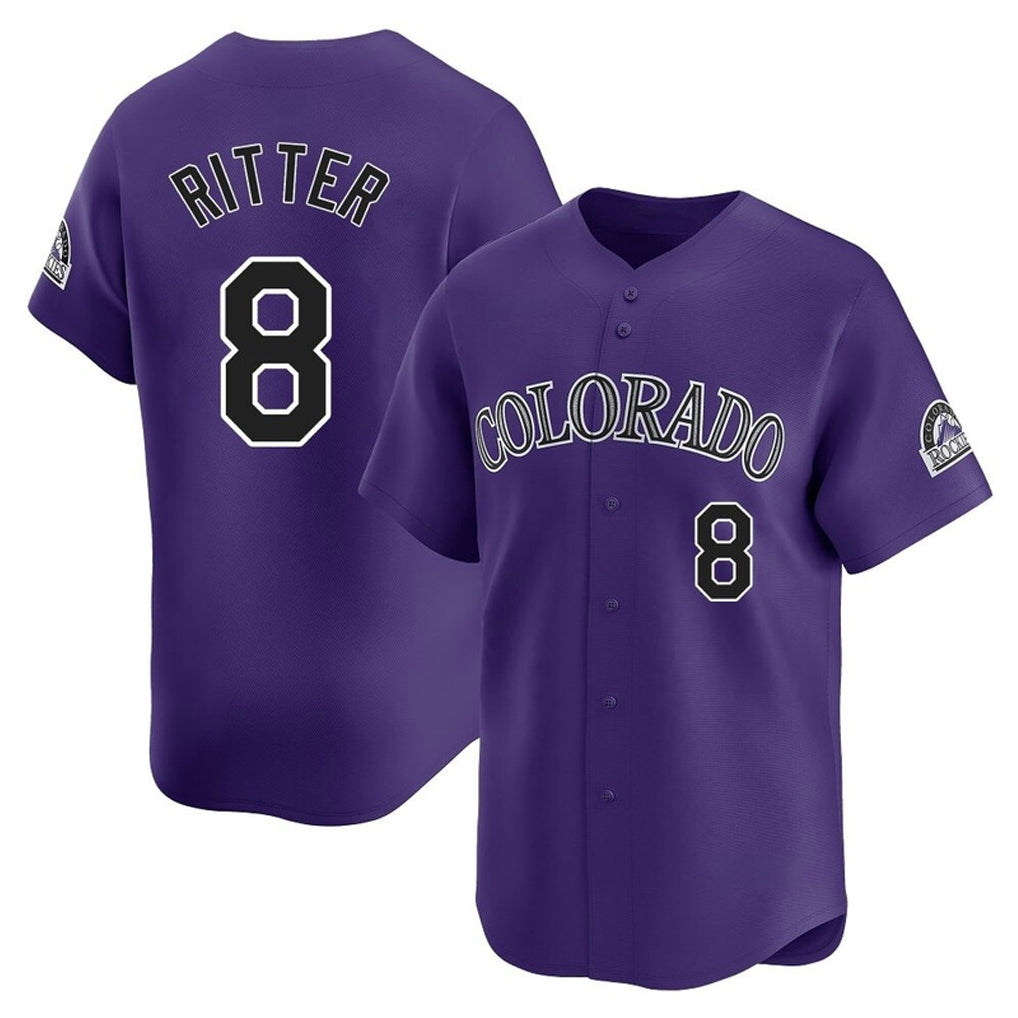 Punc C.Rockies #8 Ryan Ritter Player Purple Limited Home Stitched Jerseys