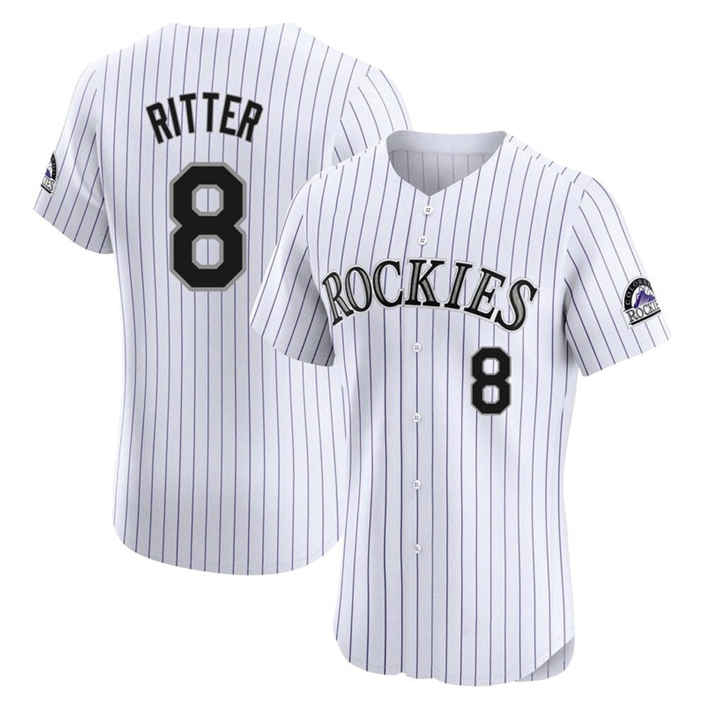 Punc C.Rockies #8 Ryan Ritter Player White Limited Elite Home Stitched Jerseys