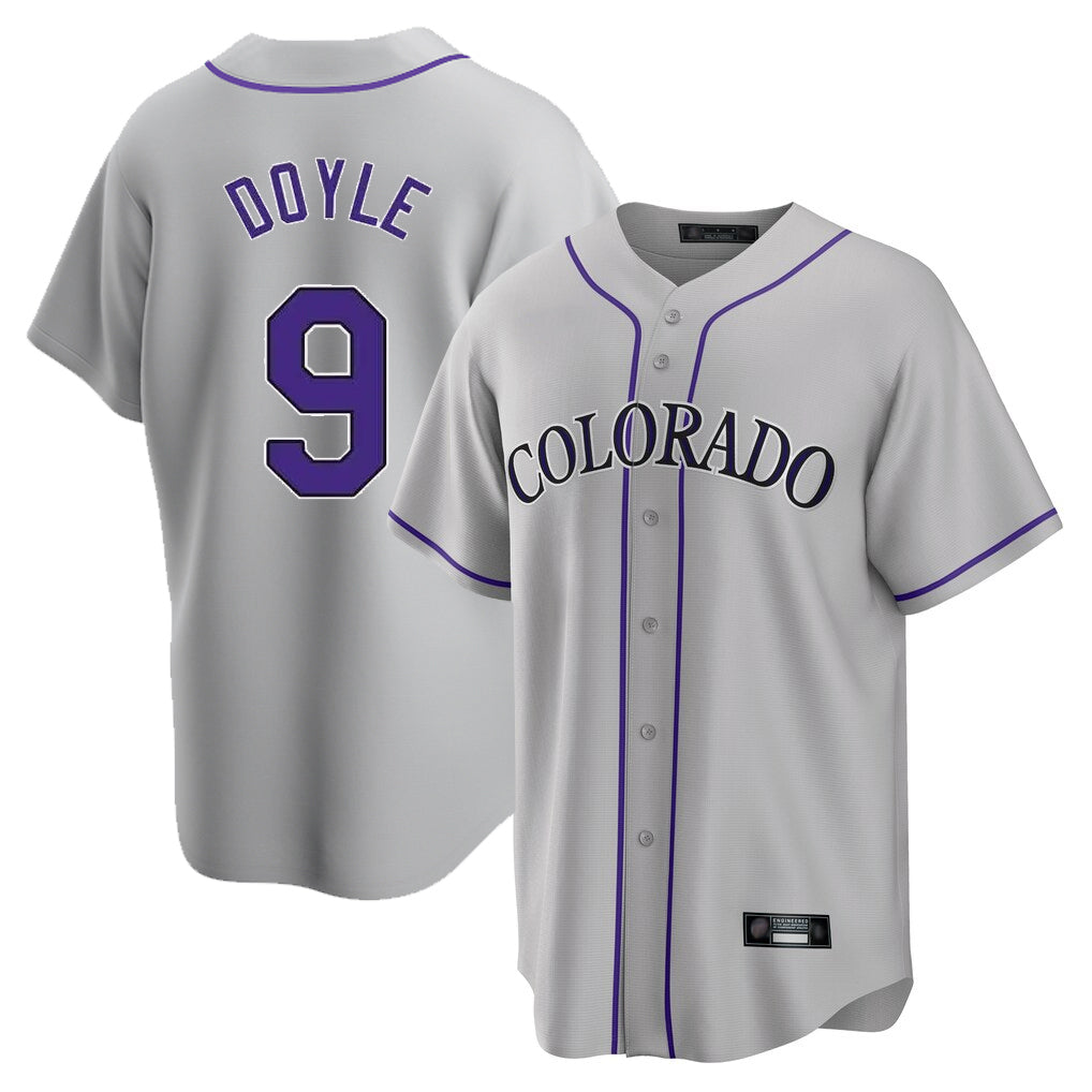 Punc C.Rockies #9 Brenton Doyle Player Gray Game Home Stitched Jerseys
