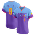 Punc C.Rockies #9 Brenton Doyle Player Purple-Light Blue City Connect Limited Elite Home T-shirt Stitched Jerseys