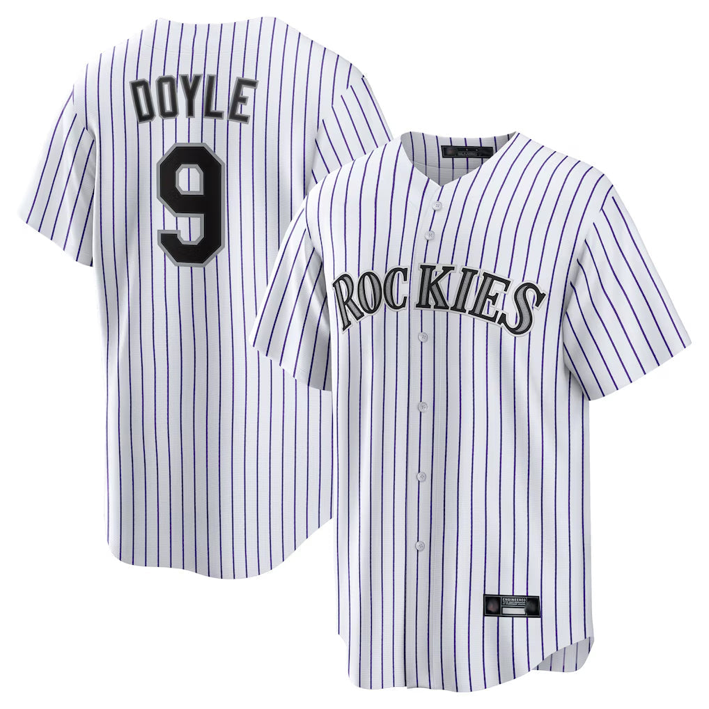 Punc C.Rockies #9 Brenton Doyle Player White Game Home Stitched Jerseys