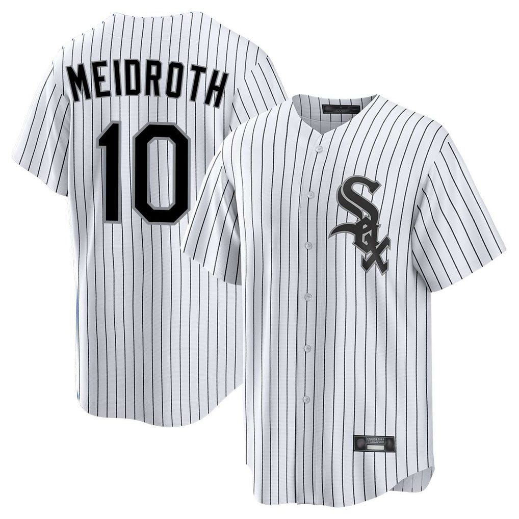 Punc C.White Sox #10 Chase Meidroth Player White Stripe Home Game Stitched Jerseys