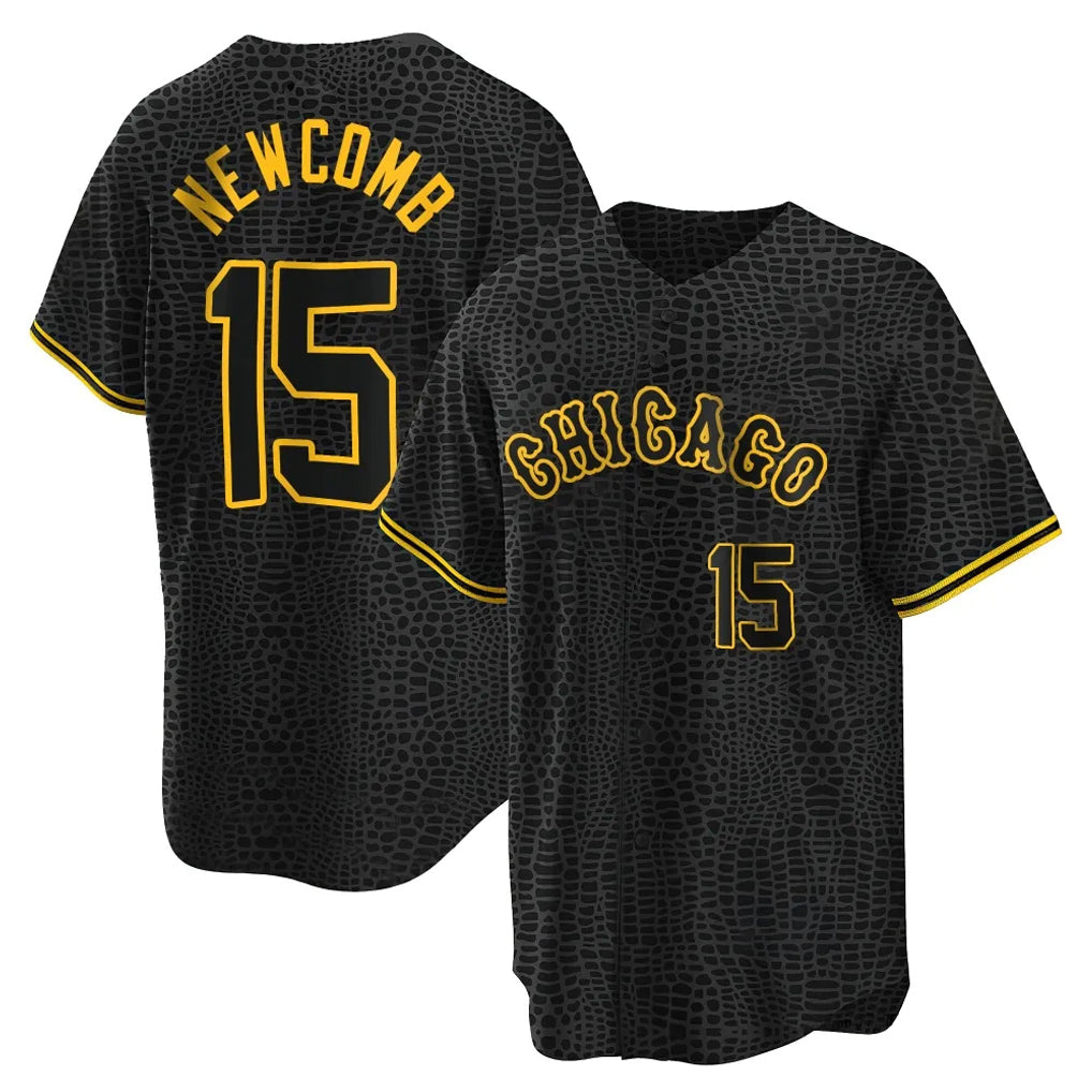 Punc C.White Sox #15 Sean Newcomb Player Black Snake Skin City Home Game Stitched Jerseys