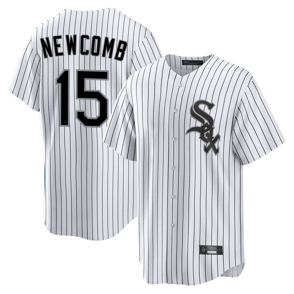 Punc C.White Sox #15 Sean Newcomb Player White Stripe Home Game Stitched Jerseys