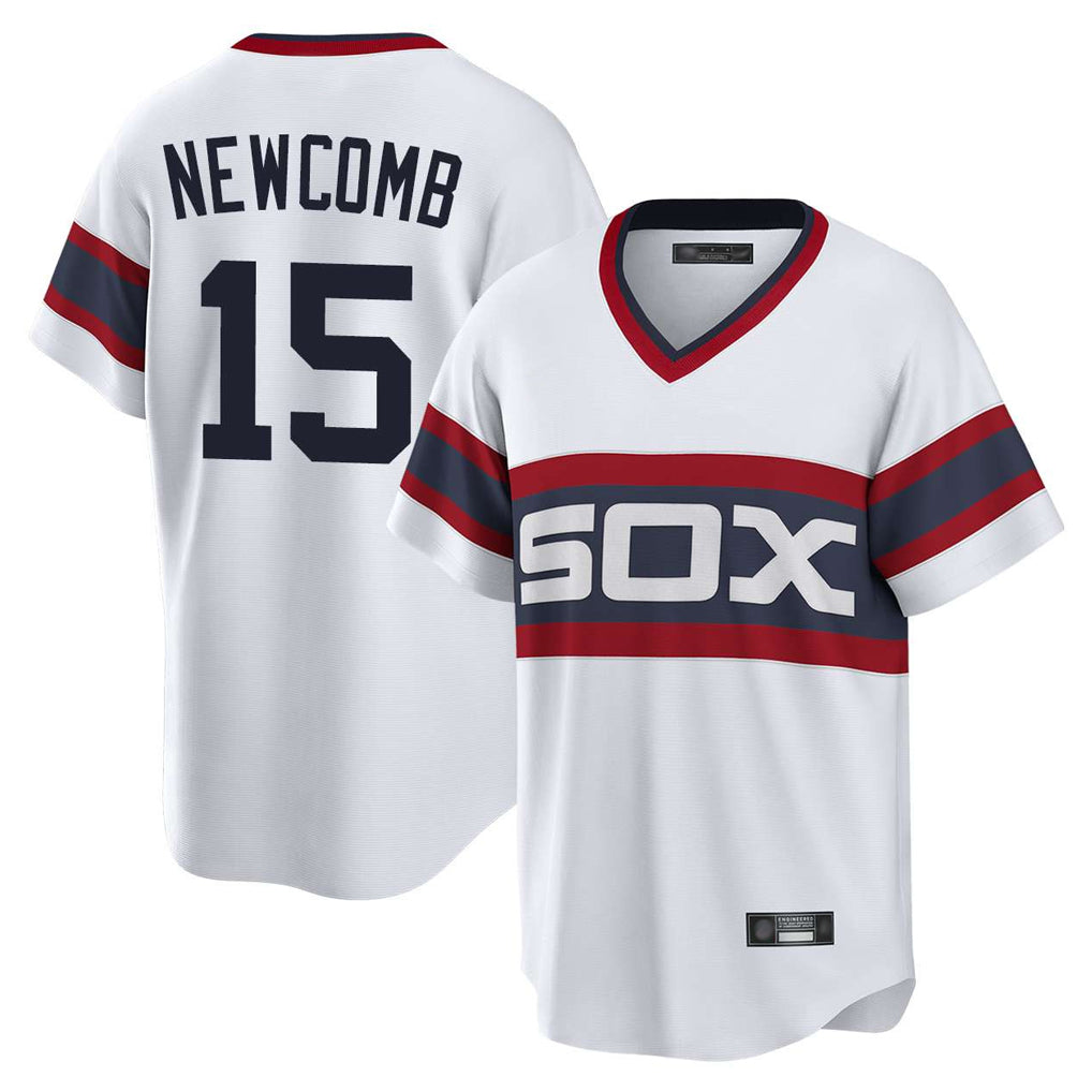 Punc C.White Sox #15 Sean Newcomb Player White T-shirt Home Game Stitched Jerseys
