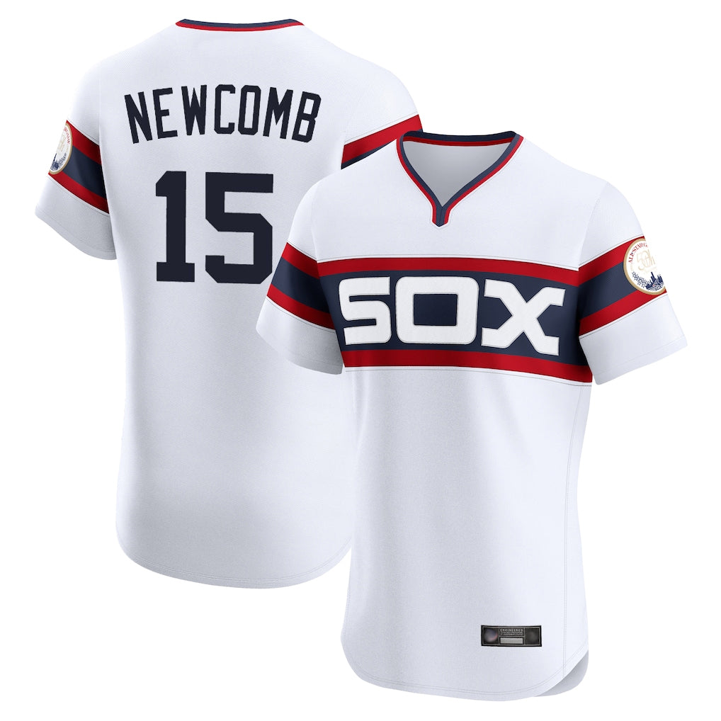 Punc C.White Sox #15 Sean Newcomb Player White T-shirt Limited Elite Home Stitched Jerseys