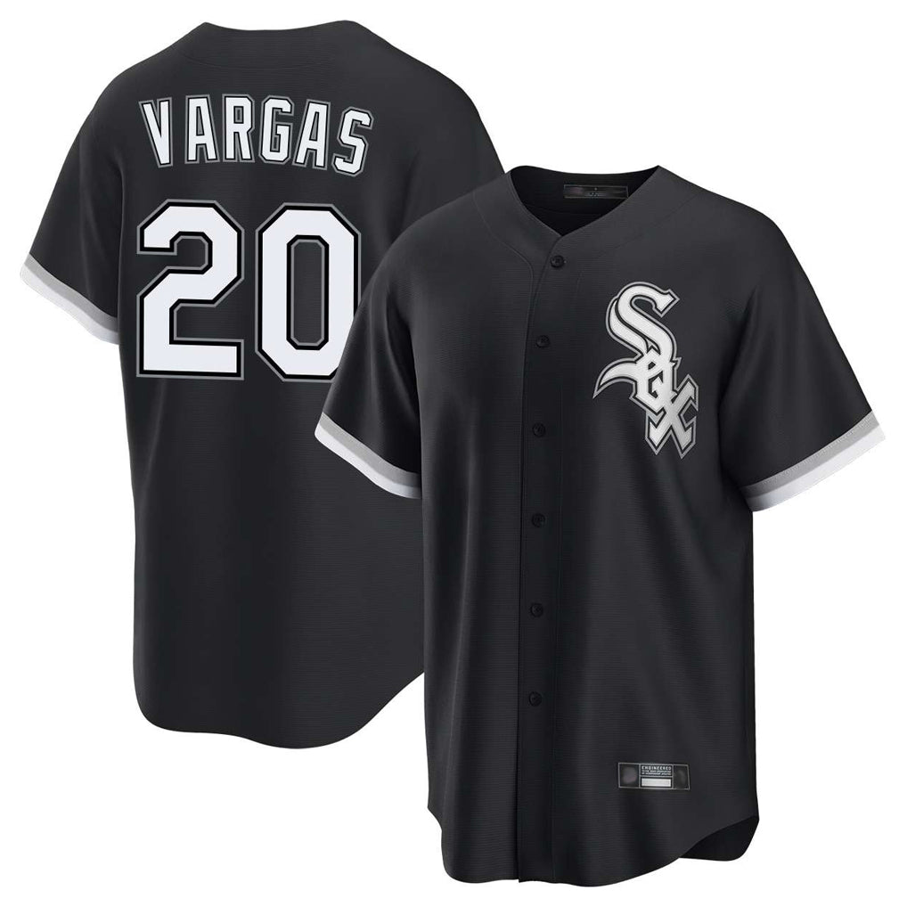 Punc C.White Sox #20 Miguel Vargas Player Black Home Game Stitched Jerseys