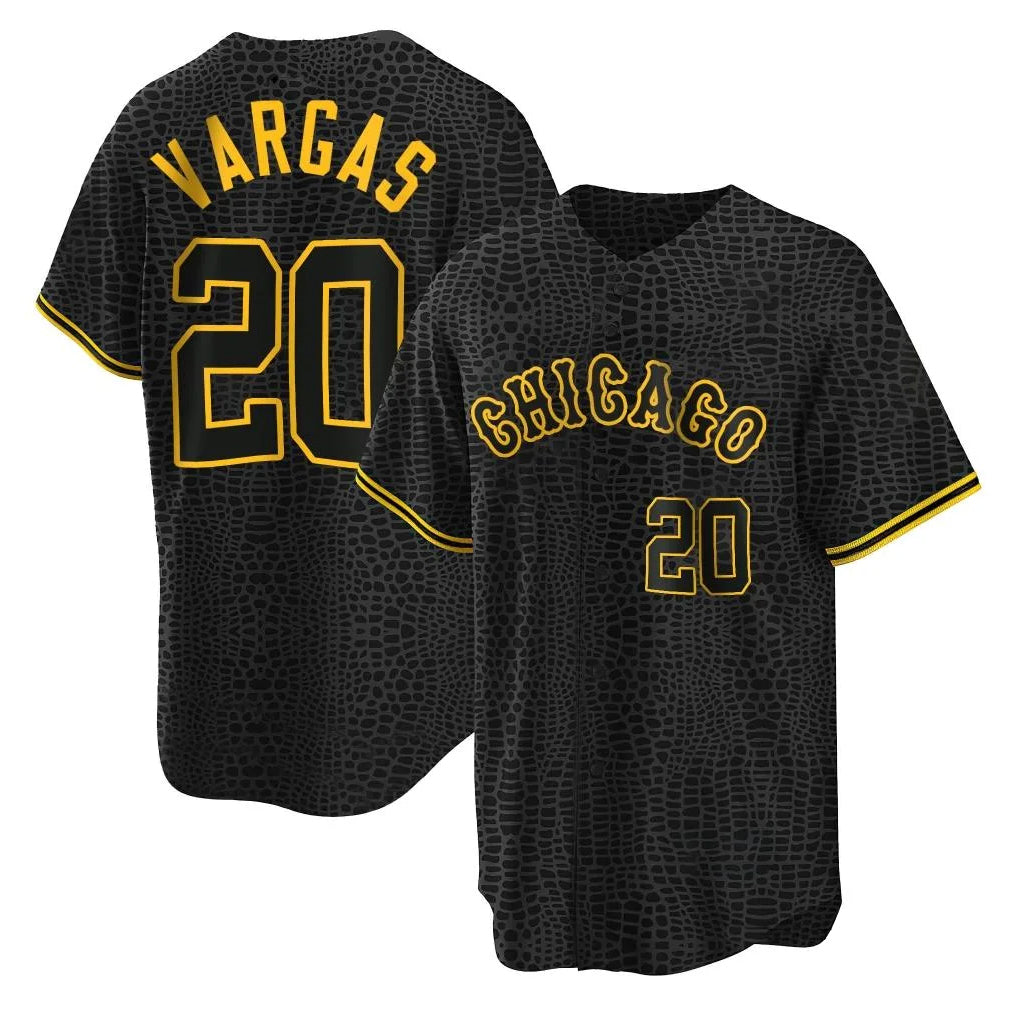 Punc C.White Sox #20 Miguel Vargas Player Black Snake Skin City Home Game Stitched Jerseys