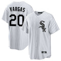 Punc C.White Sox #20 Miguel Vargas Player White Stripe Home Game Stitched Jerseys
