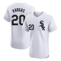 Punc C.White Sox #20 Miguel Vargas Player White Stripe Limited Elite Home Stitched Jerseys