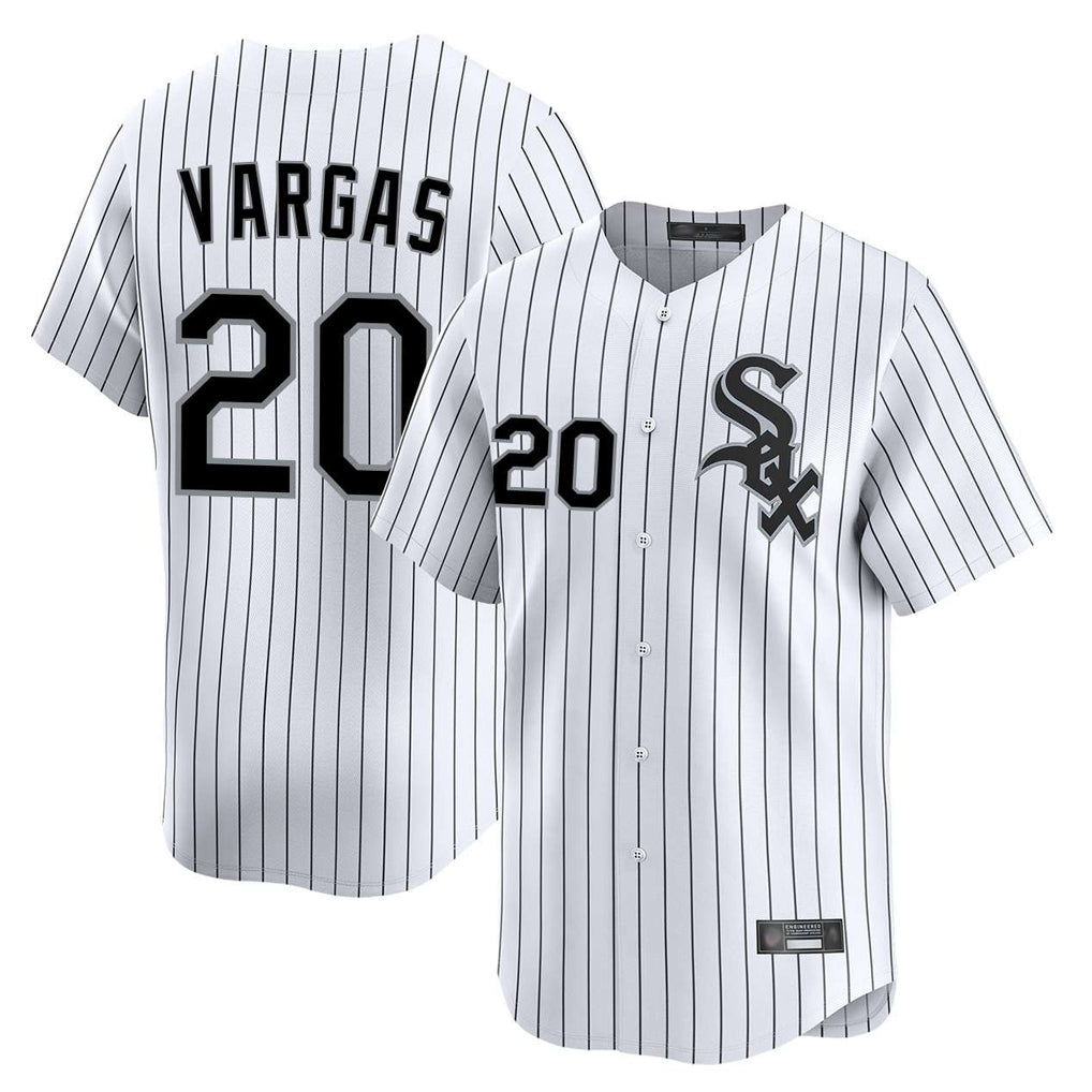 Punc C.White Sox #20 Miguel Vargas Player White Stripe Limited Home Stitched Jerseys