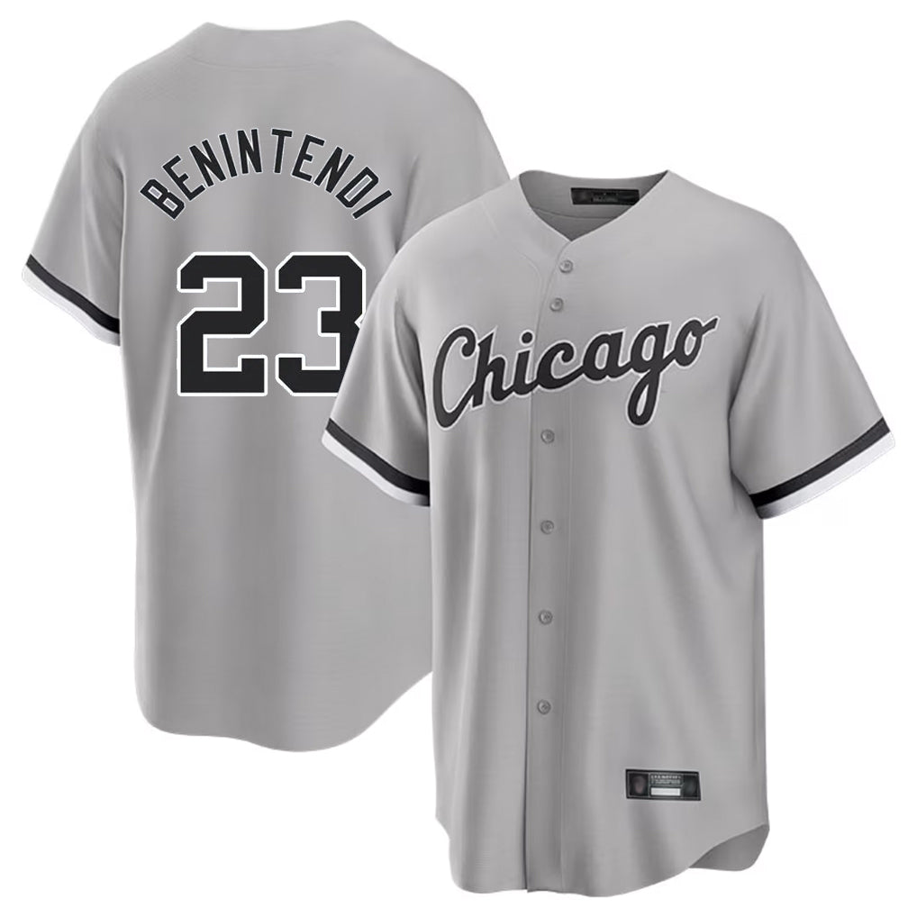 Punc C.White Sox #23 Andrew Benintendi Player Gray Home Game Stitched Jerseys