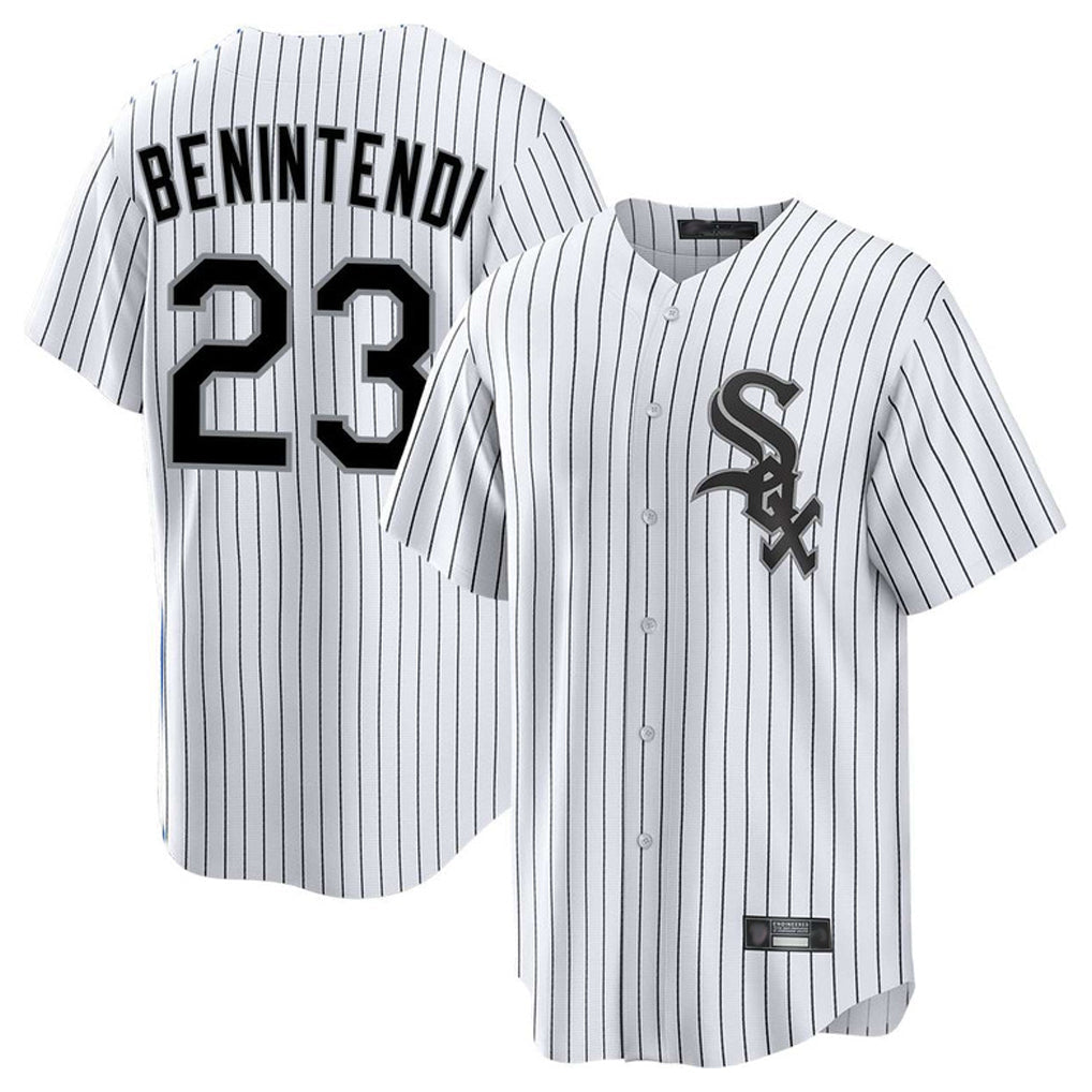 Punc C.White Sox #23 Andrew Benintendi Player White Stripe Home Game Stitched Jerseys