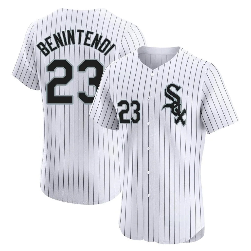 Punc C.White Sox #23 Andrew Benintendi Player White Stripe Limited Elite Home Stitched Jerseys