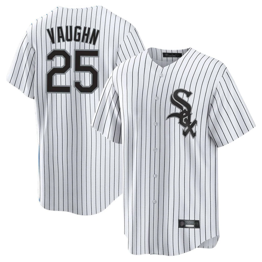 Punc C.White Sox #25 Andrew Vaughn Player White Stripe Home Game Stitched Jerseys