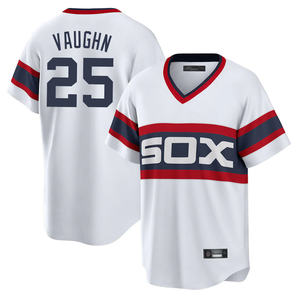 Punc C.White Sox #25 Andrew Vaughn Player White Stripe Limited Home Stitched Jerseys