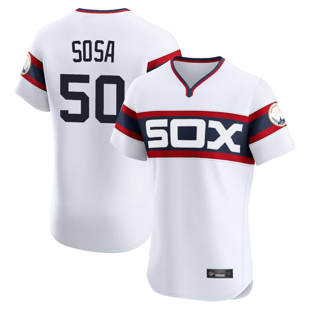 Punc C.White Sox #50 Lenyn Sosa Player White T-shirt Limited Elite Home Stitched Jerseys