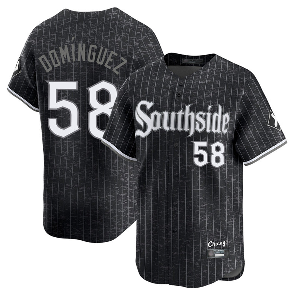 Punc C.White Sox #58 Seranthony Dom¨ªnguez Player Black City Connect Limited Home Stitched Jerseys