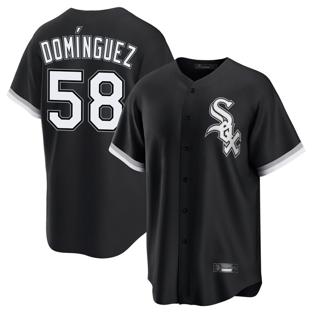 Punc C.White Sox #58 Seranthony Dom¨ªnguez Player Black Home Game Stitched Jerseys