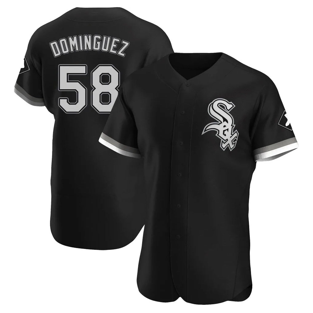 Punc C.White Sox #58 Seranthony Dom¨ªnguez Player Black Limited Elite Home Stitched Jerseys