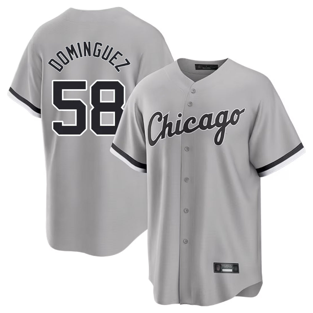 Punc C.White Sox #58 Seranthony Dom¨ªnguez Player Gray Home Game Stitched Jerseys