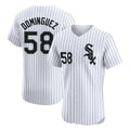 Punc C.White Sox #58 Seranthony Dom¨ªnguez Player White Stripe Limited Elite Home Stitched Jerseys