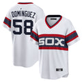 Punc C.White Sox #58 Seranthony Dom¨ªnguez Player White T-shirt Home Game Stitched Jerseys