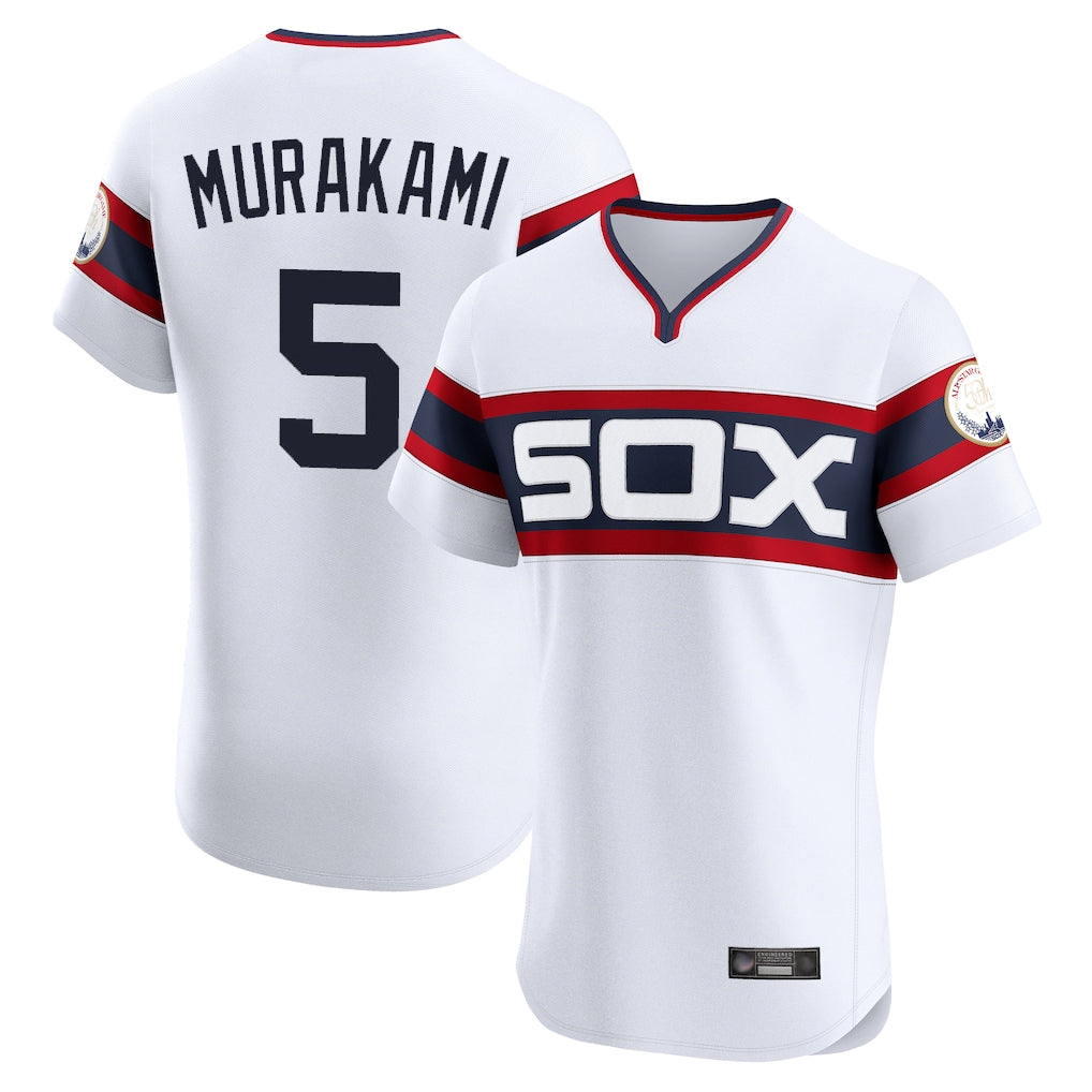 Punc C.White Sox #5 Munetaka Murakami Player White T-shirt Limited Elite Home Stitched Jerseys