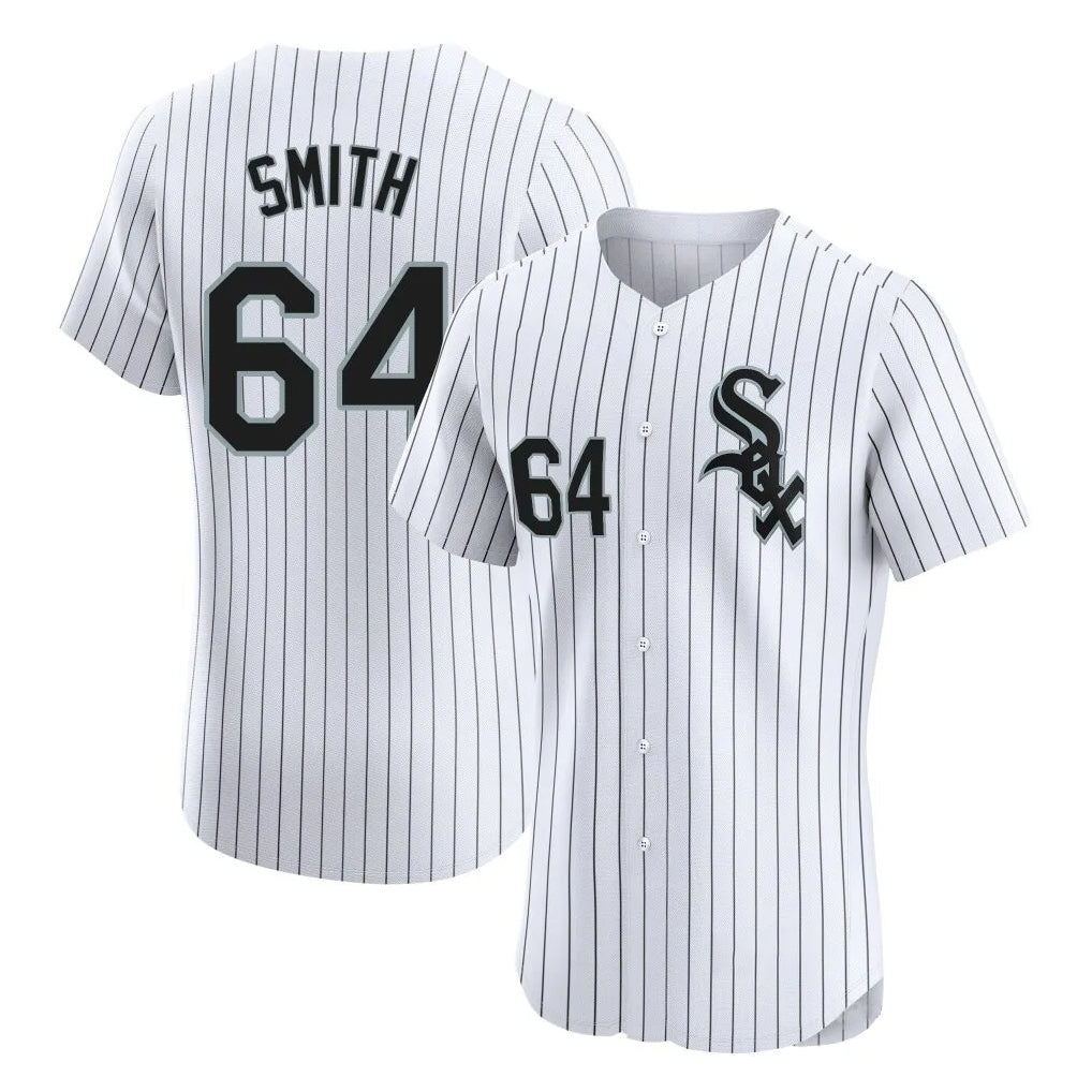 Punc C.White Sox #64 Shane Smith Player White Stripe Limited Elite Home Stitched Jerseys