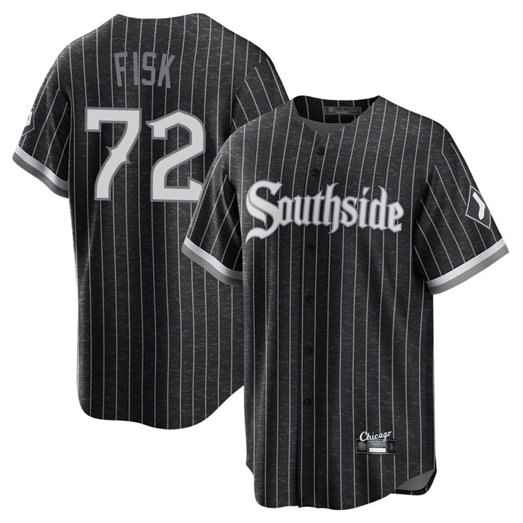 Punc C.White Sox #72 Carlton Fisk Player Black City Connect Home Game Stitched Jerseys