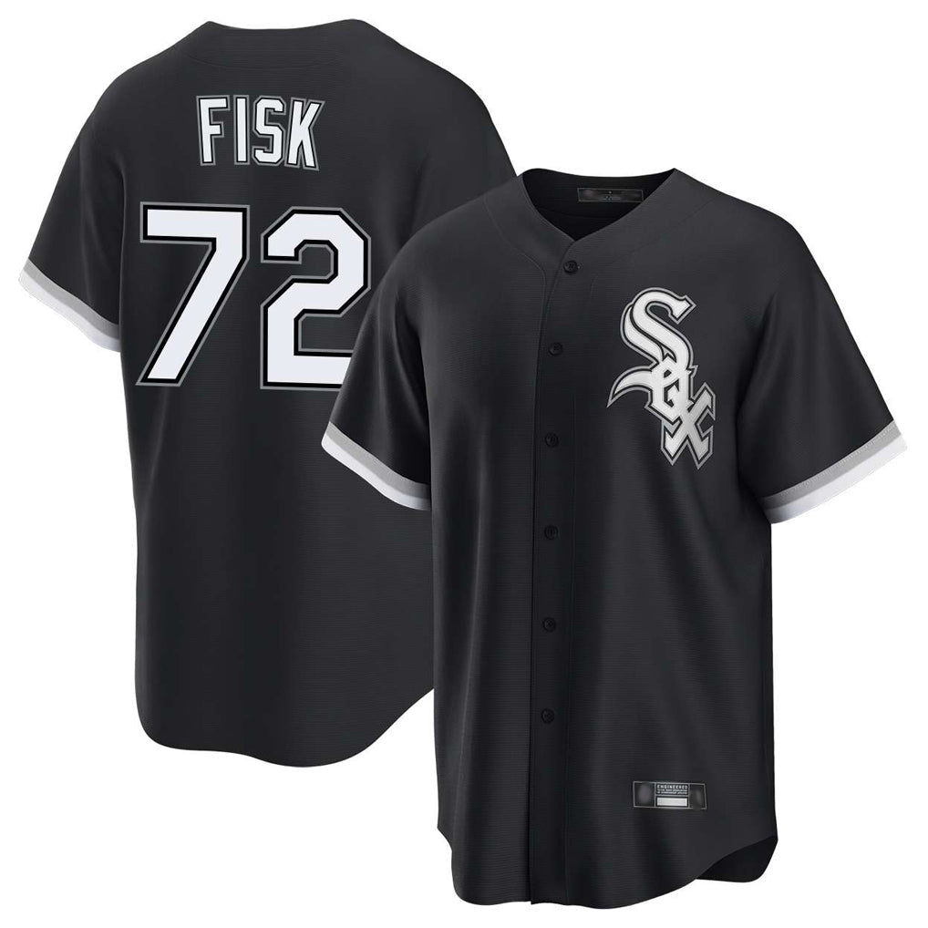Punc C.White Sox #72 Carlton Fisk Player Black Home Game Stitched Jerseys