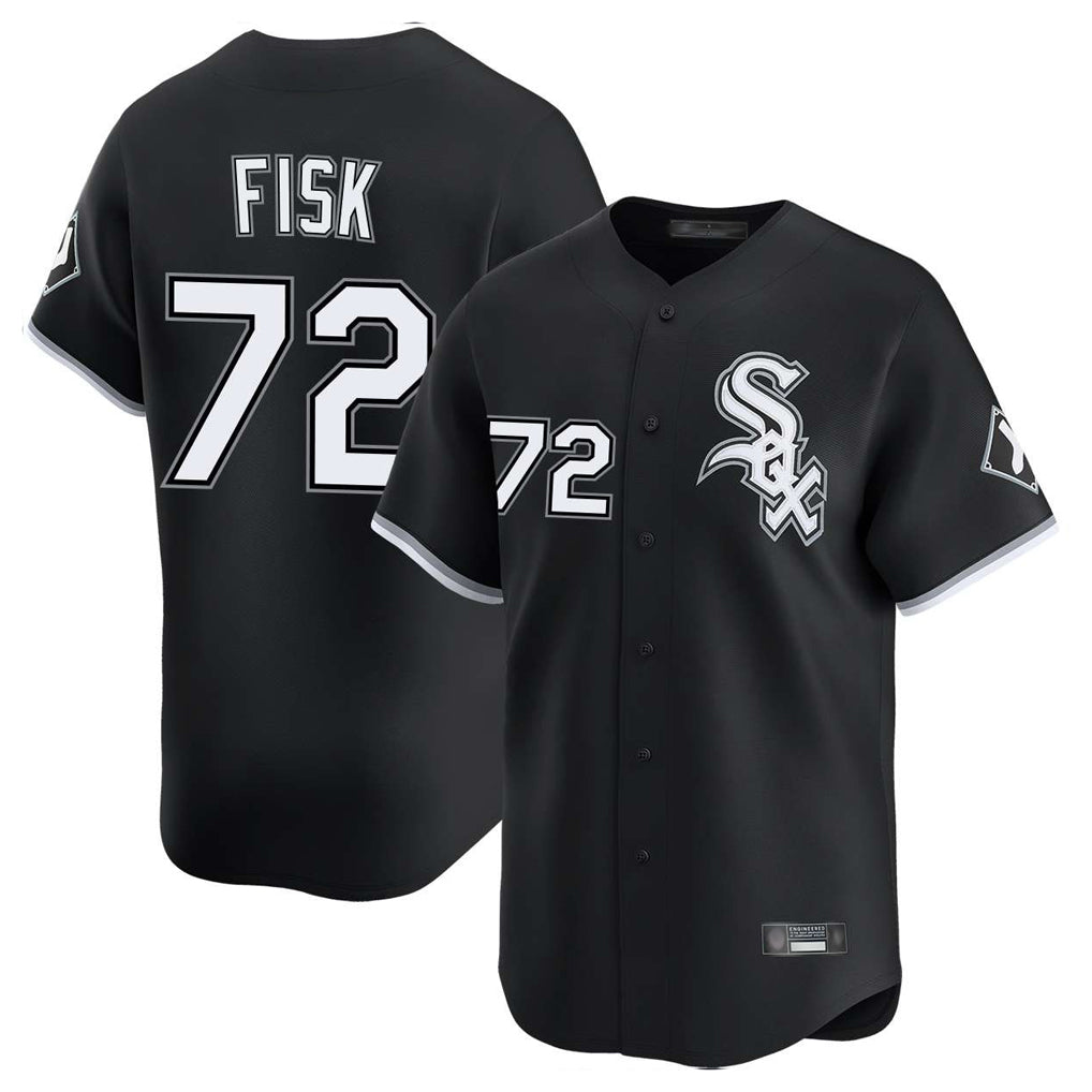 Punc C.White Sox #72 Carlton Fisk Player Black Limited Home Stitched Jerseys