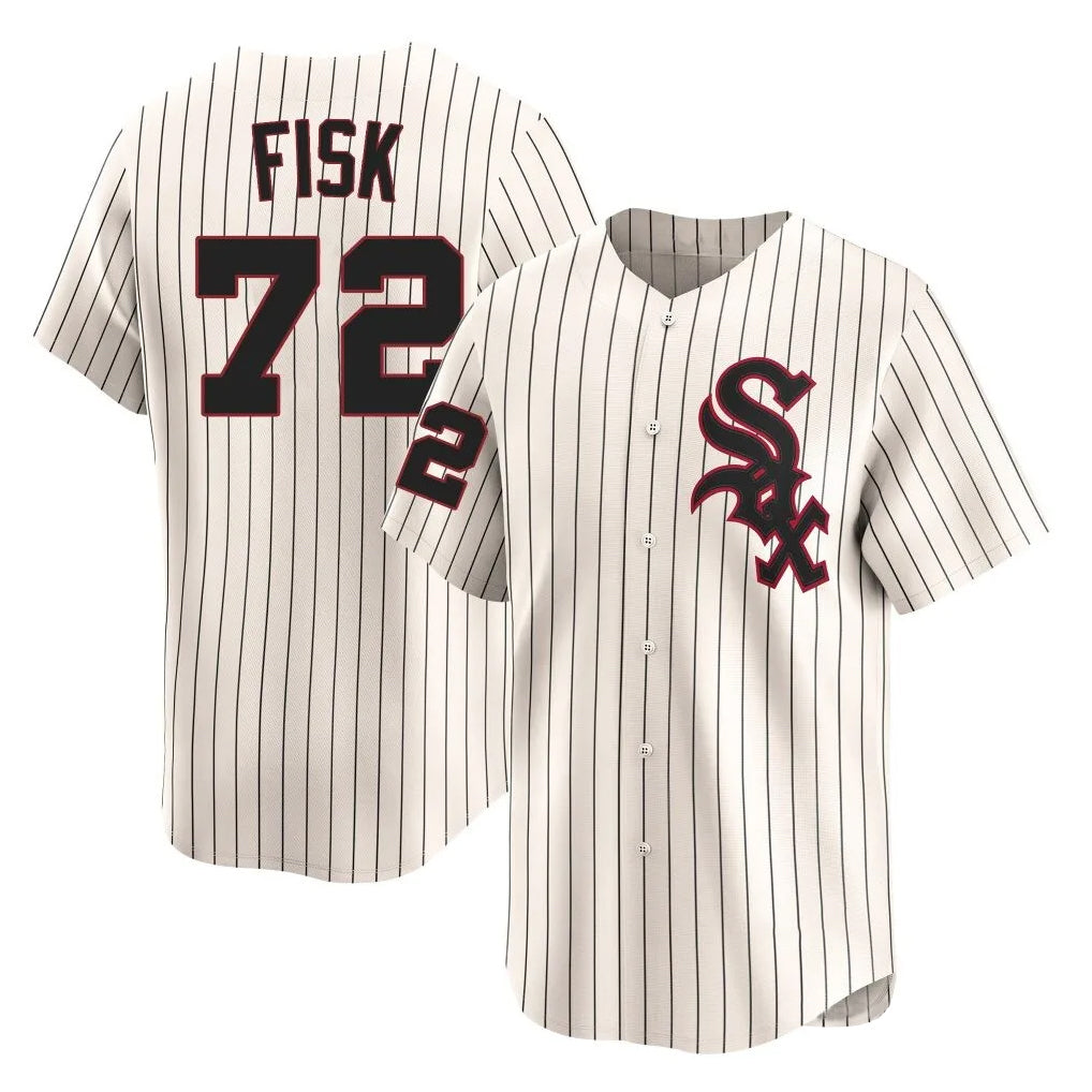 Punc C.White Sox #72 Carlton Fisk Player Cream Cooperstown Collection Limited Home Stitched Jerseys