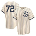 Punc C.White Sox #72 Carlton Fisk Player Cream Field of Dreams Home Game Stitched Jerseys
