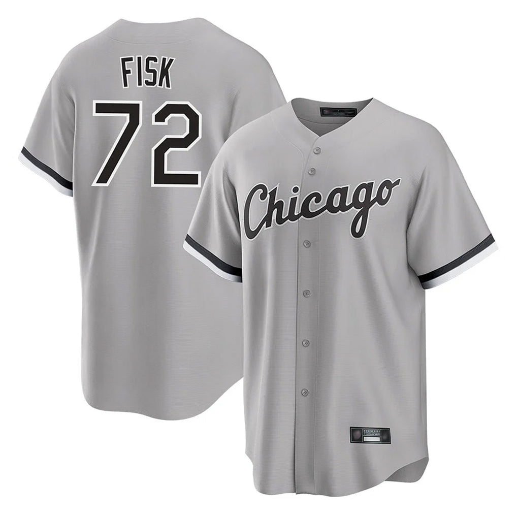 Punc C.White Sox #72 Carlton Fisk Player Gray Home Game Stitched Jerseys