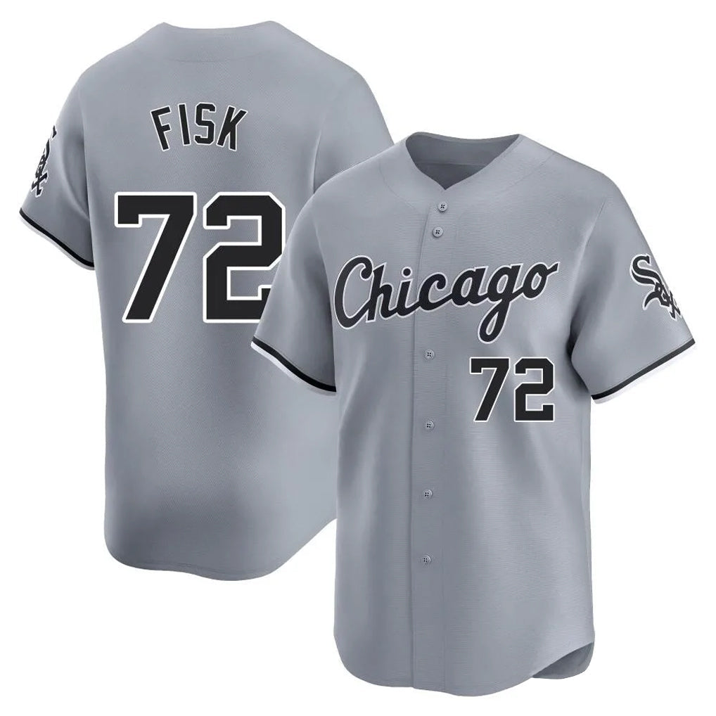 Punc C.White Sox #72 Carlton Fisk Player Gray Road Limited Home Stitched Jerseys