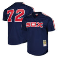 Punc C.White Sox #72 Carlton Fisk Player Navy Mitchell & Ness Cooperstown Collection Mesh Game Stitched Jerseys