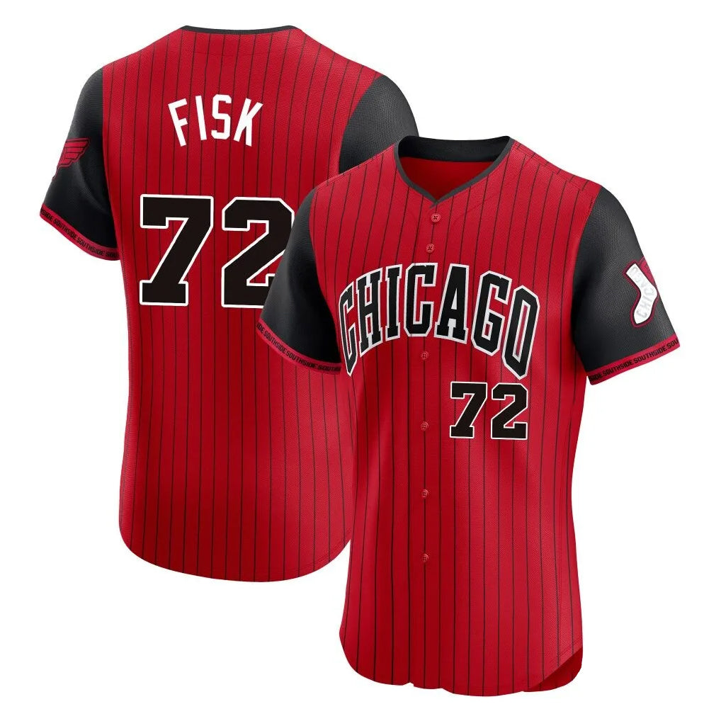 Punc C.White Sox #72 Carlton Fisk Player Red City Connect Limited Elite Home Stitched Jerseys