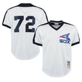 Punc C.White Sox #72 Carlton Fisk Player White Mitchell & Ness Cooperstown Collection Mesh Game Stitched Jerseys