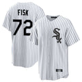 Punc C.White Sox #72 Carlton Fisk Player White Stripe Home Game Stitched Jerseys