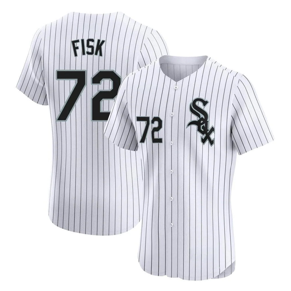 Punc C.White Sox #72 Carlton Fisk Player White Stripe Limited Elite Home Stitched Jerseys