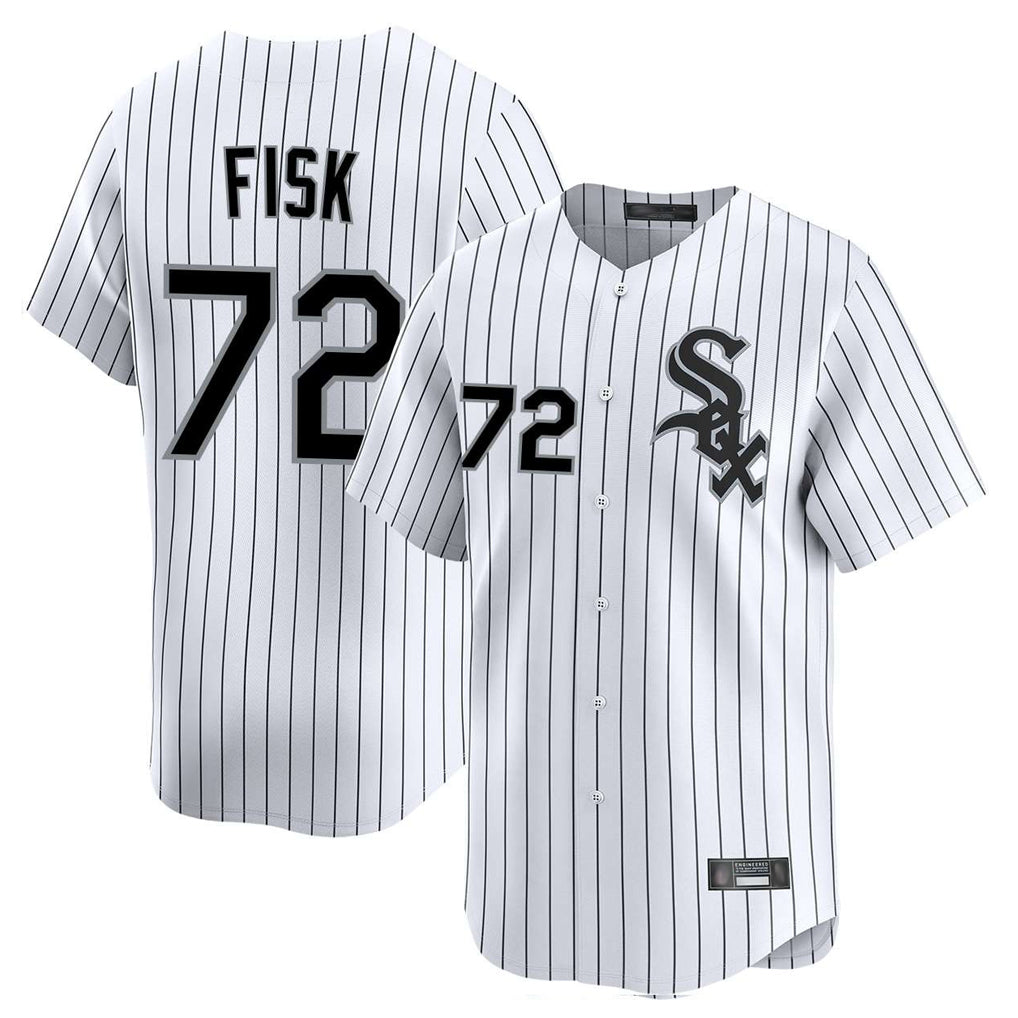 Punc C.White Sox #72 Carlton Fisk Player White Stripe Limited Home Stitched Jerseys