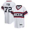 Punc C.White Sox #72 Carlton Fisk Player White T-shirt Home Game Stitched Jerseys