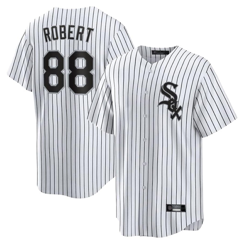Punc C.White Sox #88 Luis Robert Jr Player White Stripe Home Game Stitched Jerseys