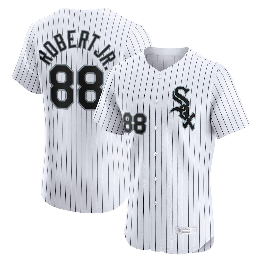 Punc C.White Sox #88 Luis Robert Jr Player White Stripe Limited Elite Home Stitched Jerseys