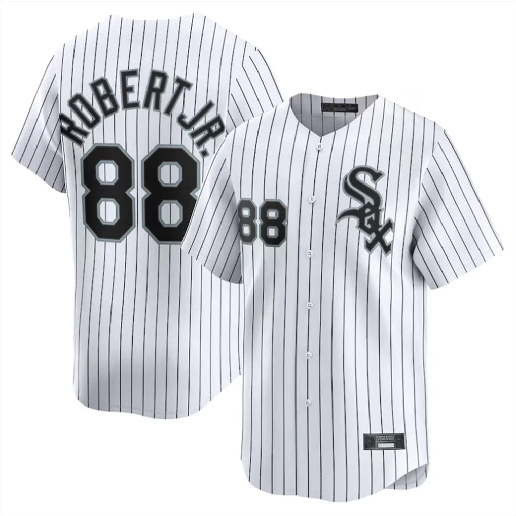 Punc C.White Sox #88 Luis Robert Jr Player White Stripe Limited Home Stitched Jerseys