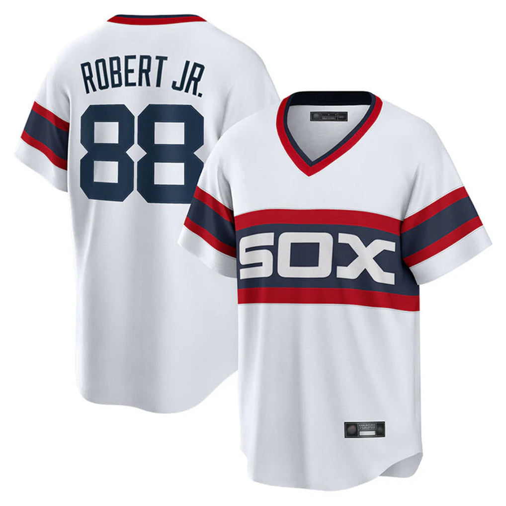 Punc C.White Sox #88 Luis Robert Jr Player White T-shirt Home Game Stitched Jerseys