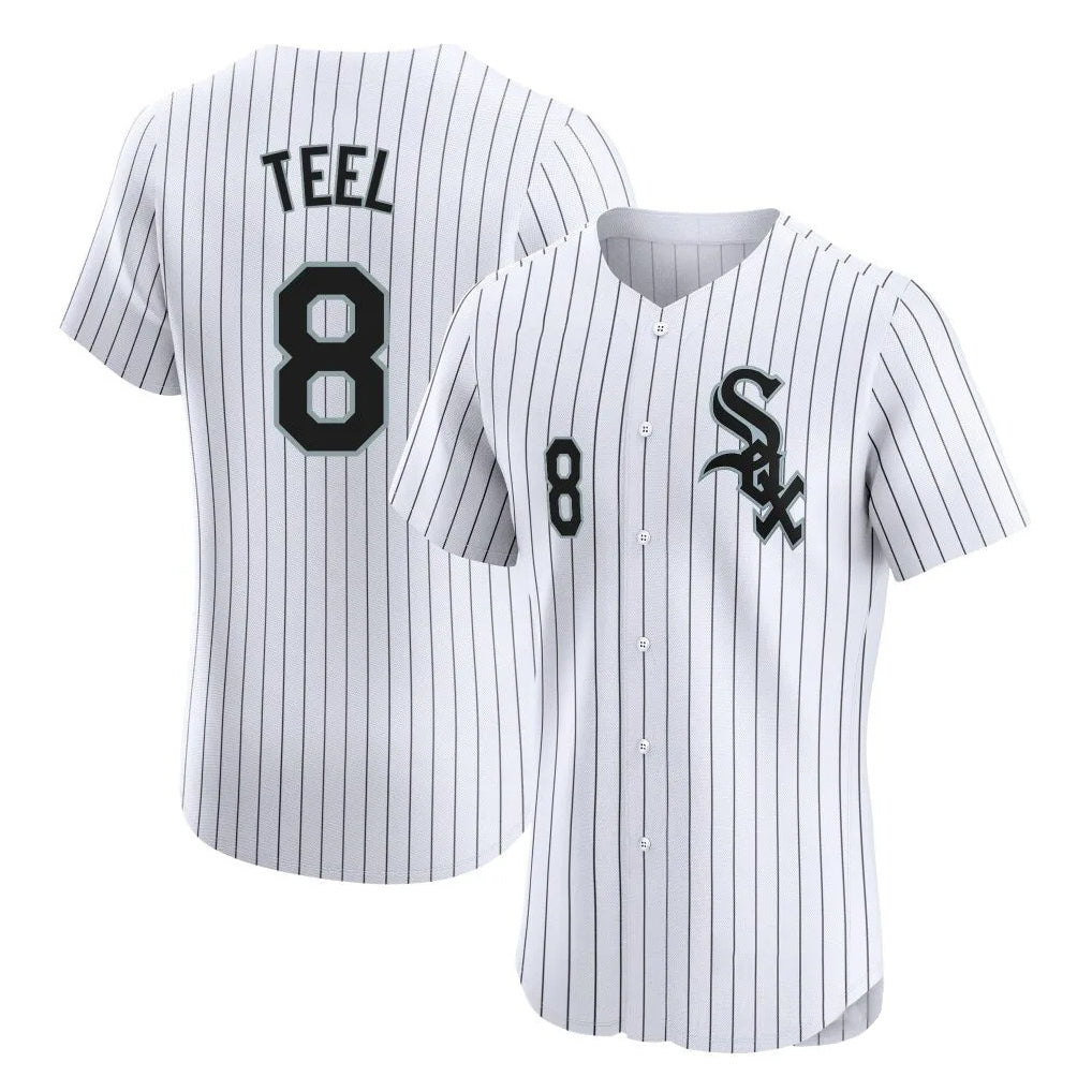 Punc C.White Sox #8 Kyle Teel Player White Stripe Limited Elite Home Stitched Jerseys