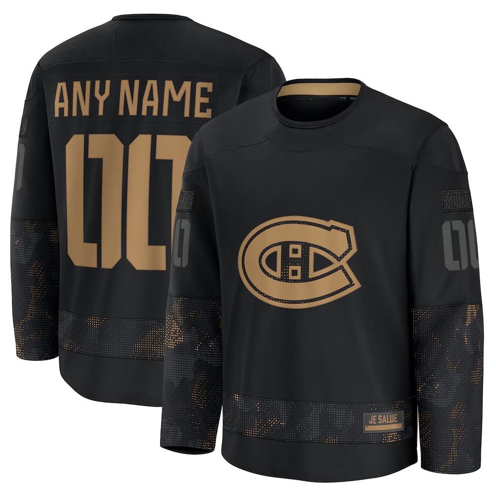 Punc Custom M.Canadiens Black 2024 Military Appreciation Practice Jerseys