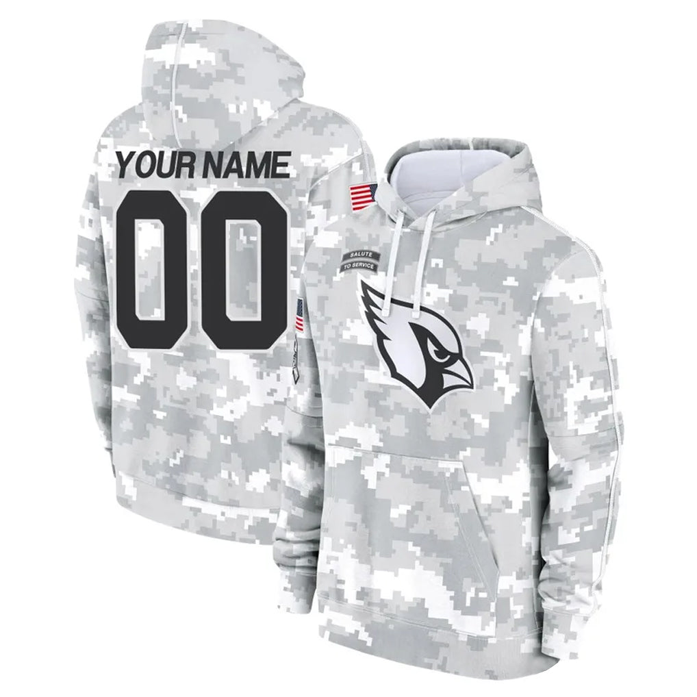 Punc Custom A.Cardinals Arctic Camo Salute to Service Limited Hoodie Any Name & Numbers Stitched Jerseys